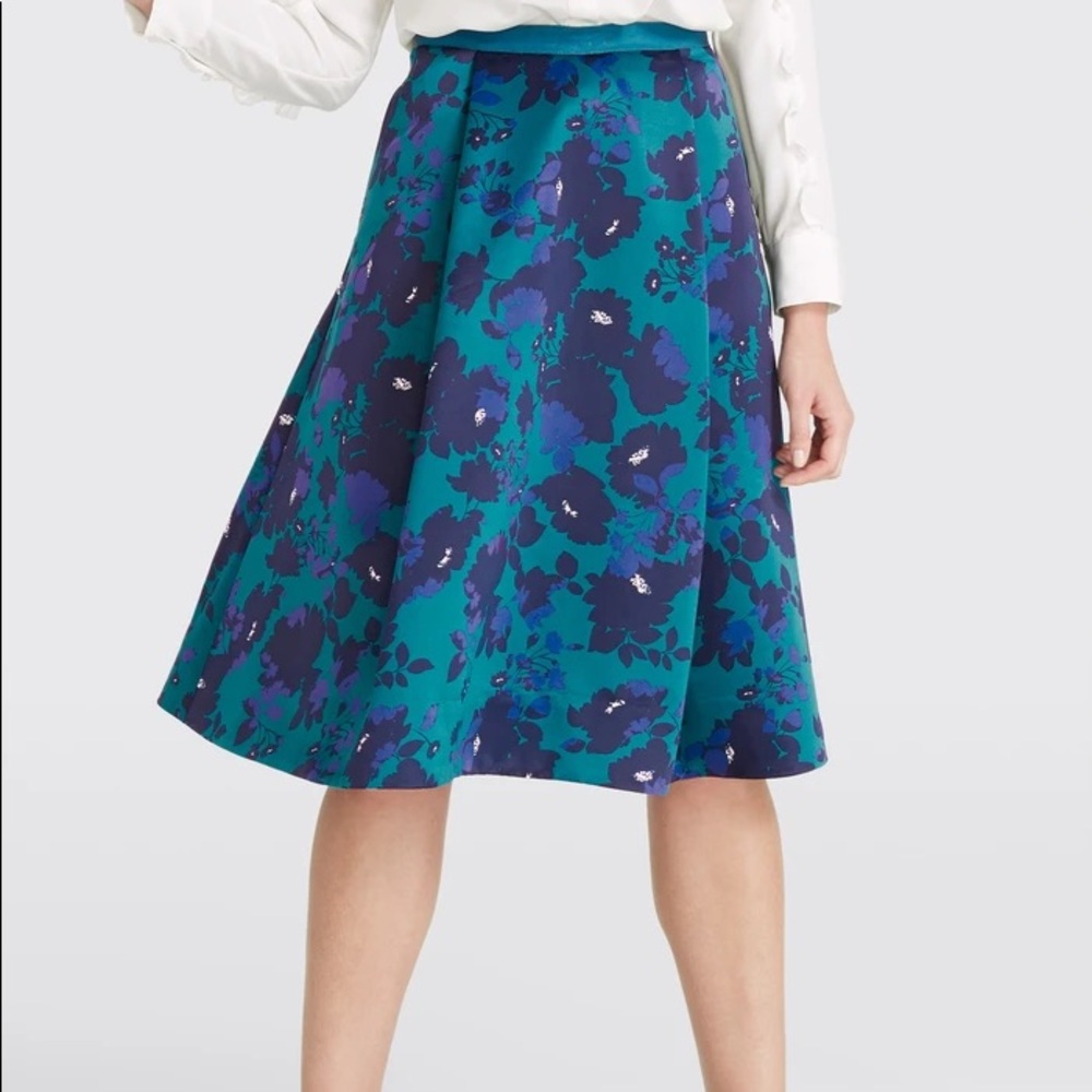 Draper James Blue and Purple Floral Midi Skirt